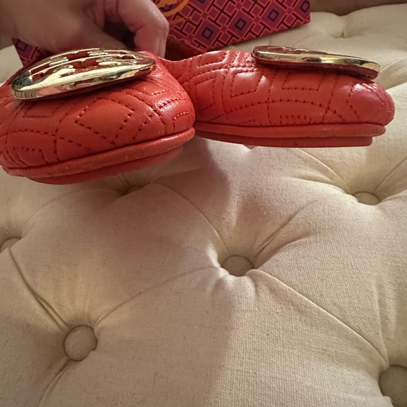 Tory Burch Minnie Quilted Travel Ballet Flat 7.5 Bright Samba/Gold - Picture 8 of 9